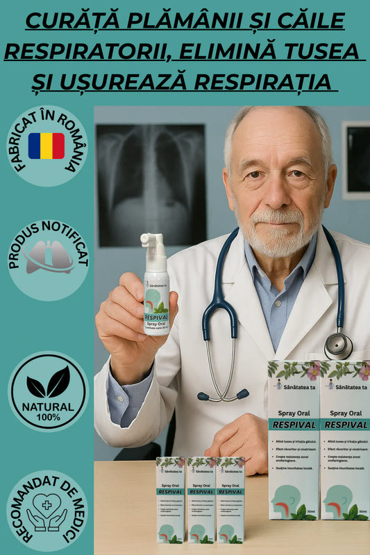 Spray pentru Curățarea Plămânilor și Anti Tuse - RESPIVAL